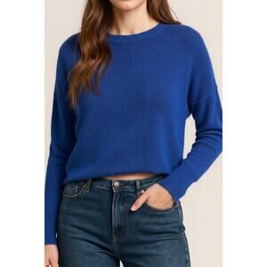 NWT Vince Camutu Long Sleeve Extend Shoulder Sweater In Deep Royal Blue M